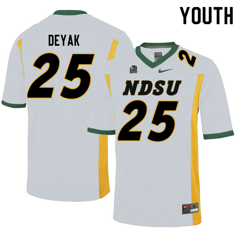 Youth #25 Joseph Deyak North Dakota State Bison College Football Jerseys Sale-White